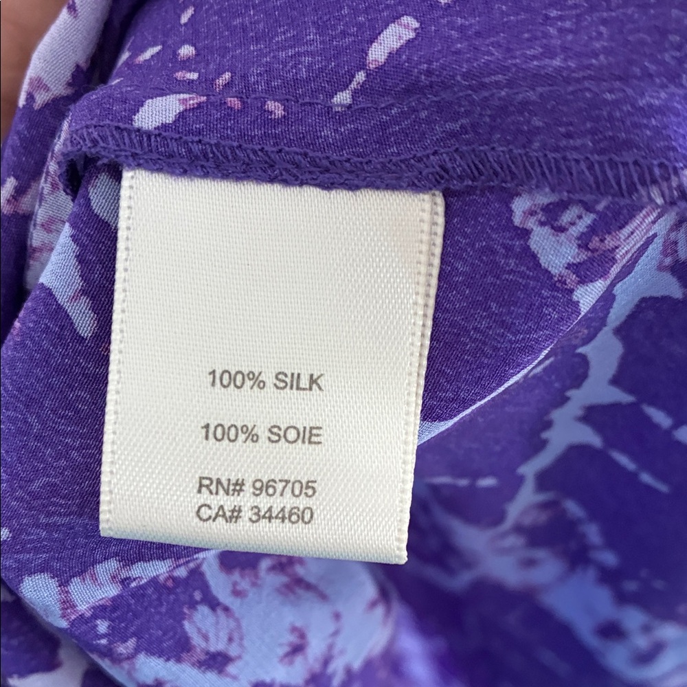 Rebecca Taylor Silk Midi Sun Dress Size 0 Smocked Purple Tie Dye Wedding Guest - Picture 10 of 12